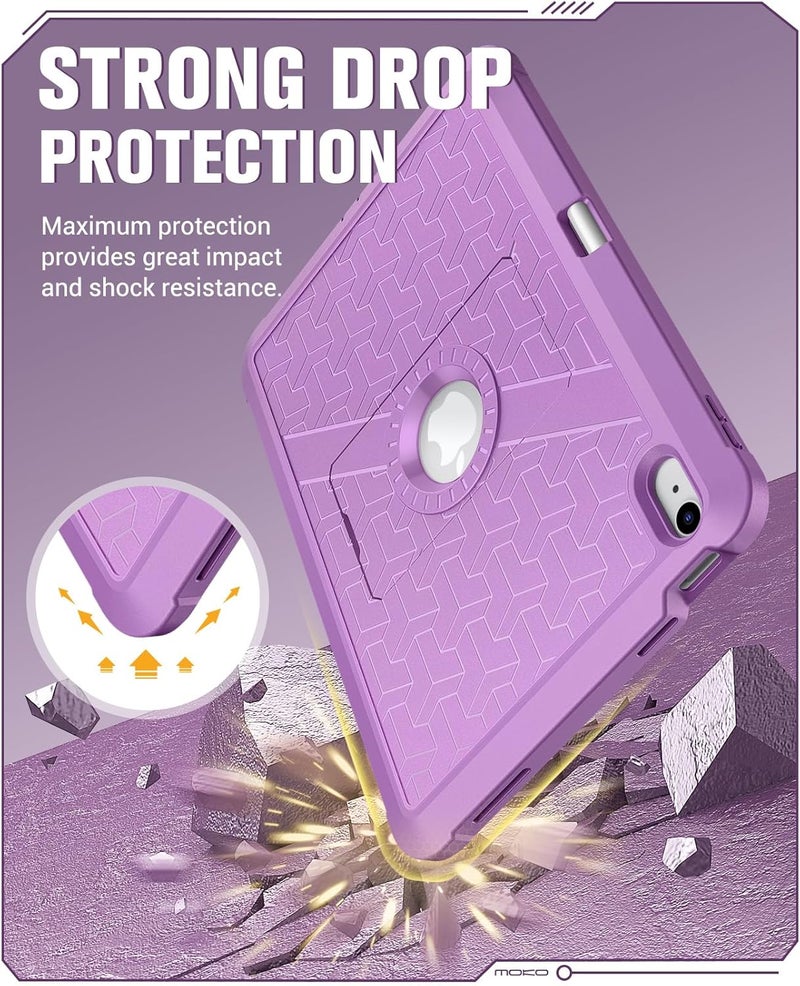 MoKo for iPad (A16) 11th/10th Generation Case 2025/2022, Heavy Duty Shockproof Dual Layer Full Body Protective Cover, Built-in Screen Protector and Kickstand for iPad 11/10.9 Inch., Lilac - Image 3